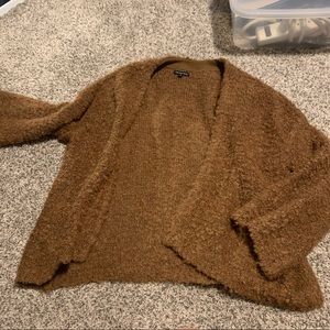 short brown FUZZY cardigan